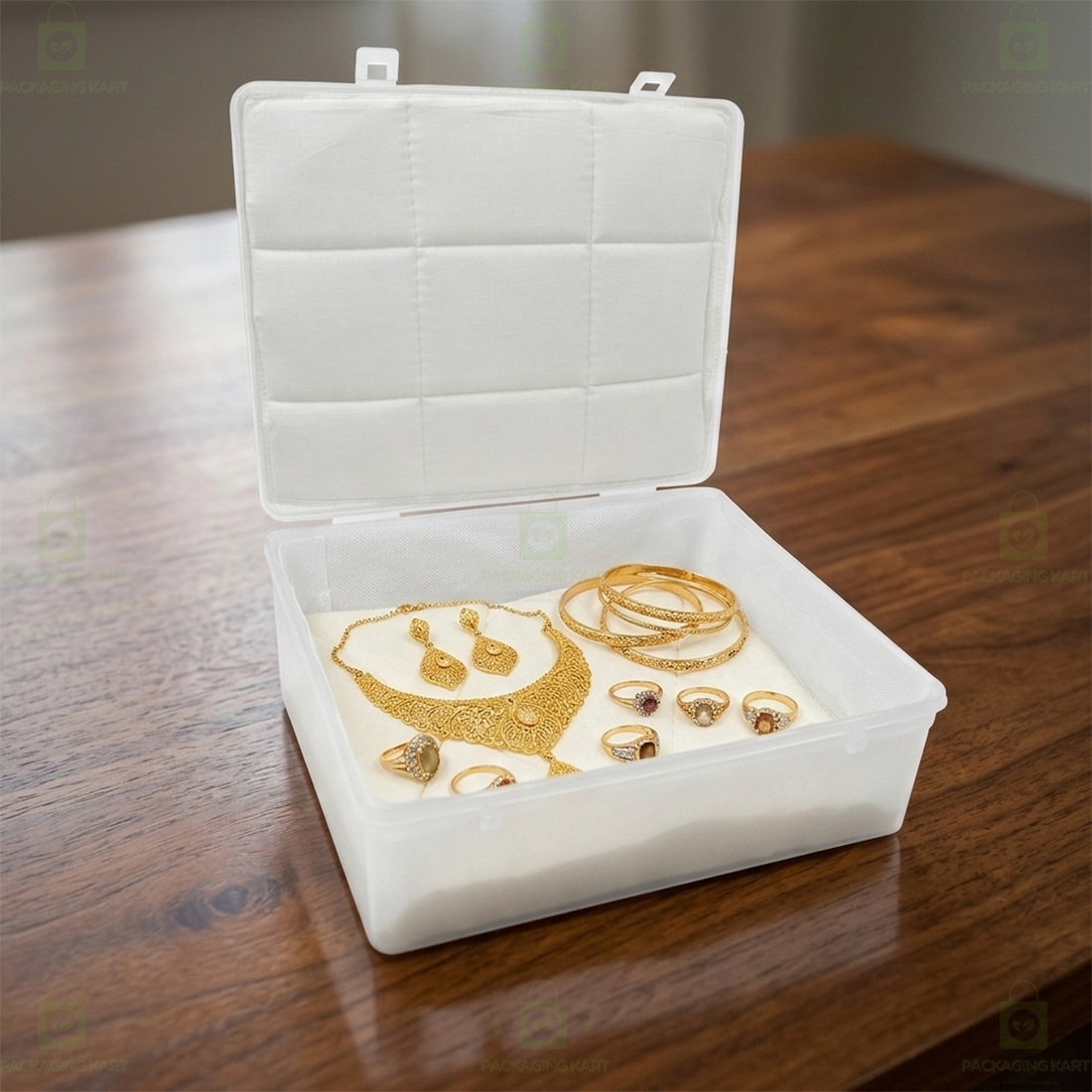 Compact Plastic Jewellery Organizer with Cushion Cotton Padding – Anti Tarnish Storage Box