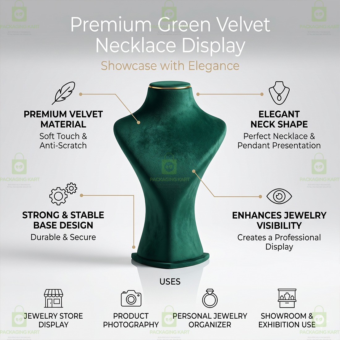 Premium Quality Leather Velvet Necklace Statue for Jewellery Display | Elegant Necklace Stand Holder