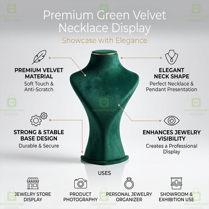 Premium Quality Leather Velvet Necklace Statue for Jewellery Display | Elegant Necklace Stand Holder