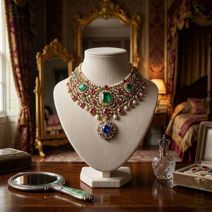 Velvet Jewellery Display Statue Stand for Necklace, Chain & Pendant | Premium Showpiece Organizer