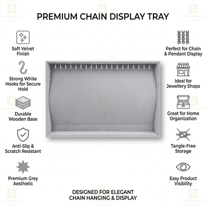Premium Velvet Wooden Chain Tray for Jewellery Display | Elegant Necklace Organizer