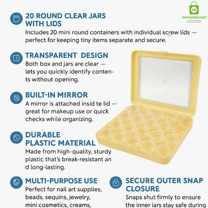 Round Jewellery Plastic Box Set – 20 Pcs Ivory Colour Organizer