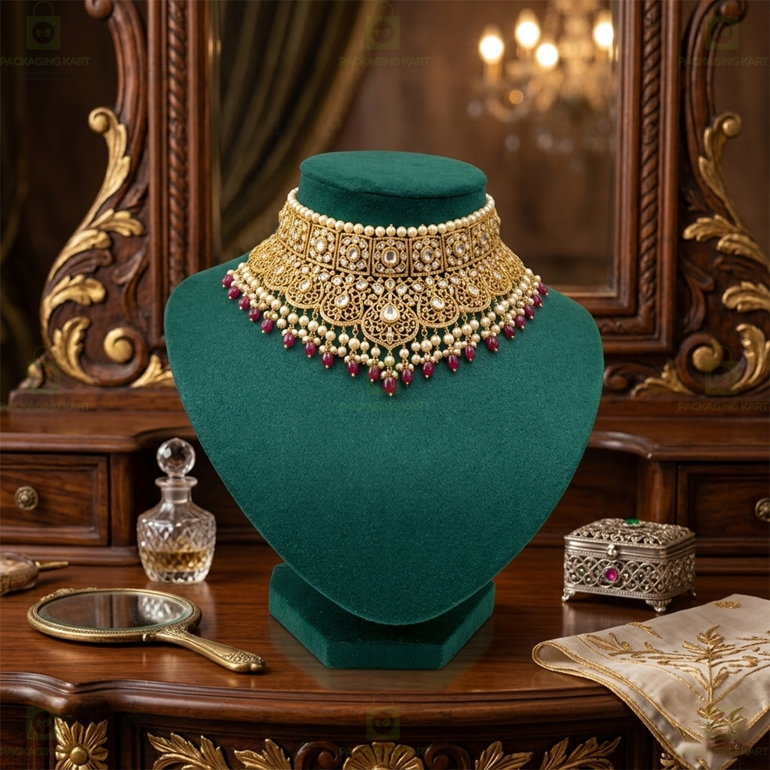 Velvet Jewellery Display Statue Stand for Necklace, Chain & Pendant | Premium Showpiece Organizer
