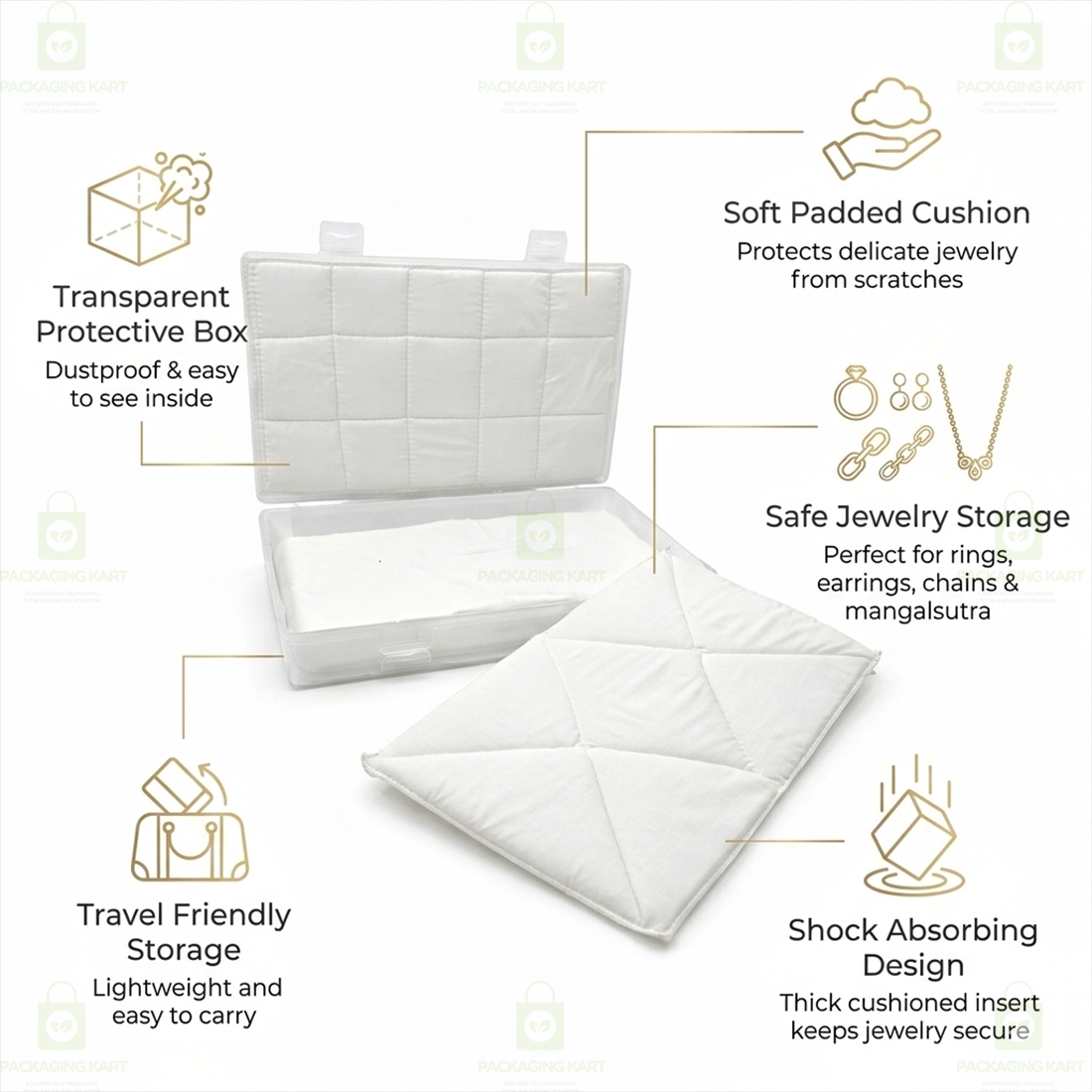 Compact Plastic Jewellery Organizer with Cushion Cotton Padding – Anti Tarnish Storage Box