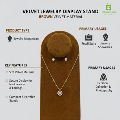 Velvet Brown Fancy Jewellery Statue | Premium Display Stand