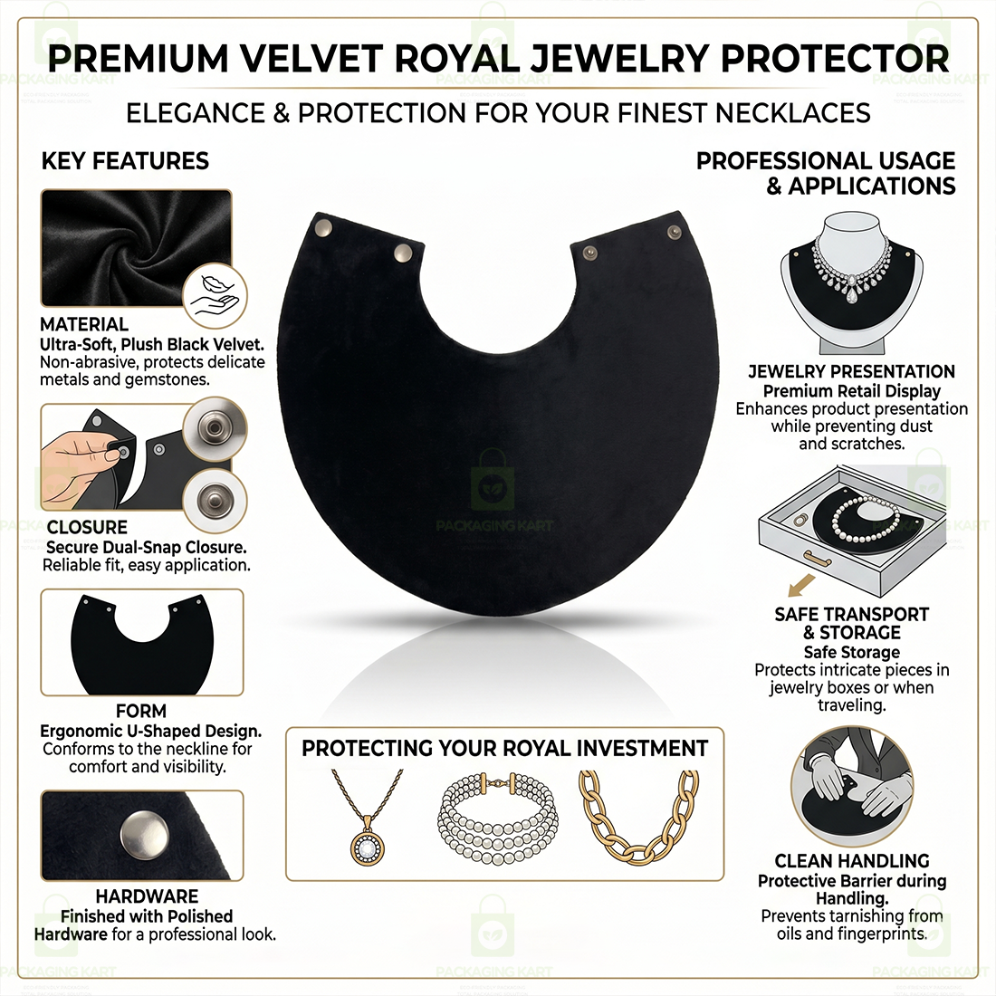 Premium Quality Leather Velvet Foldable Necklace Statue for Jewellery Display | Elegant Necklace Stand