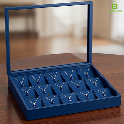 Premium Blue Glass Necklace Tray for Jewelry Storage & Display