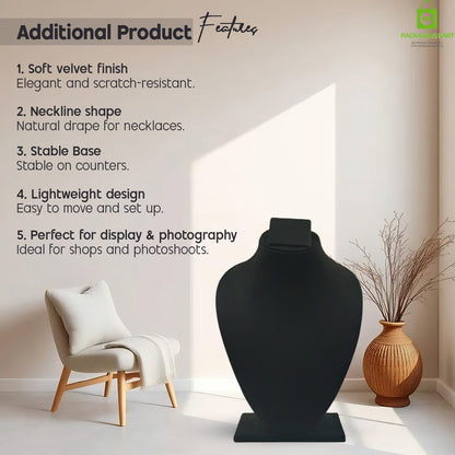 Black Velvet Jewellery Display Bust – Necklace & Pendant Stand