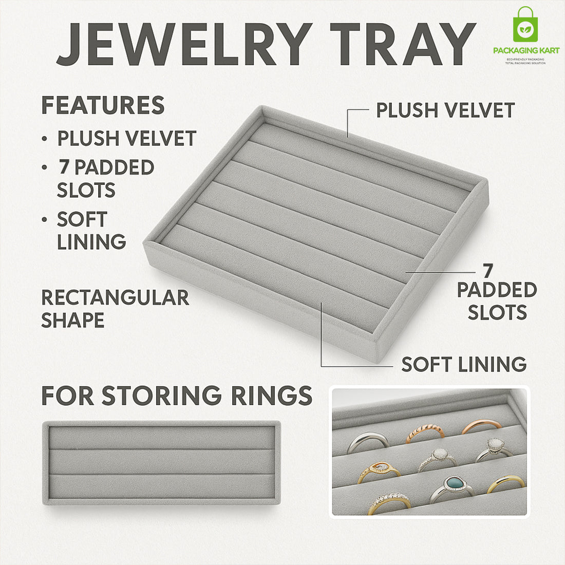 Bracelet & Kada Display Tray – Elegant Grey Velvet Finish