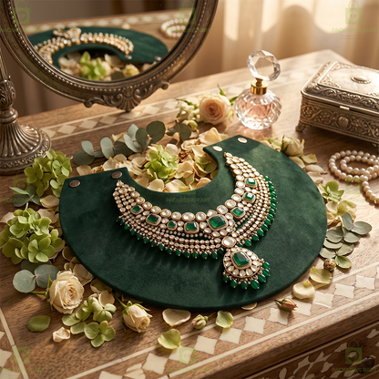 Premium Quality Leather Velvet Foldable Necklace Statue for Jewellery Display | Elegant Necklace Stand