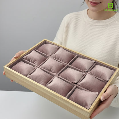 Wooden Jewellery Display Tray for Showroom Use – Watch, Kada & Bracelet (12 Slots)
