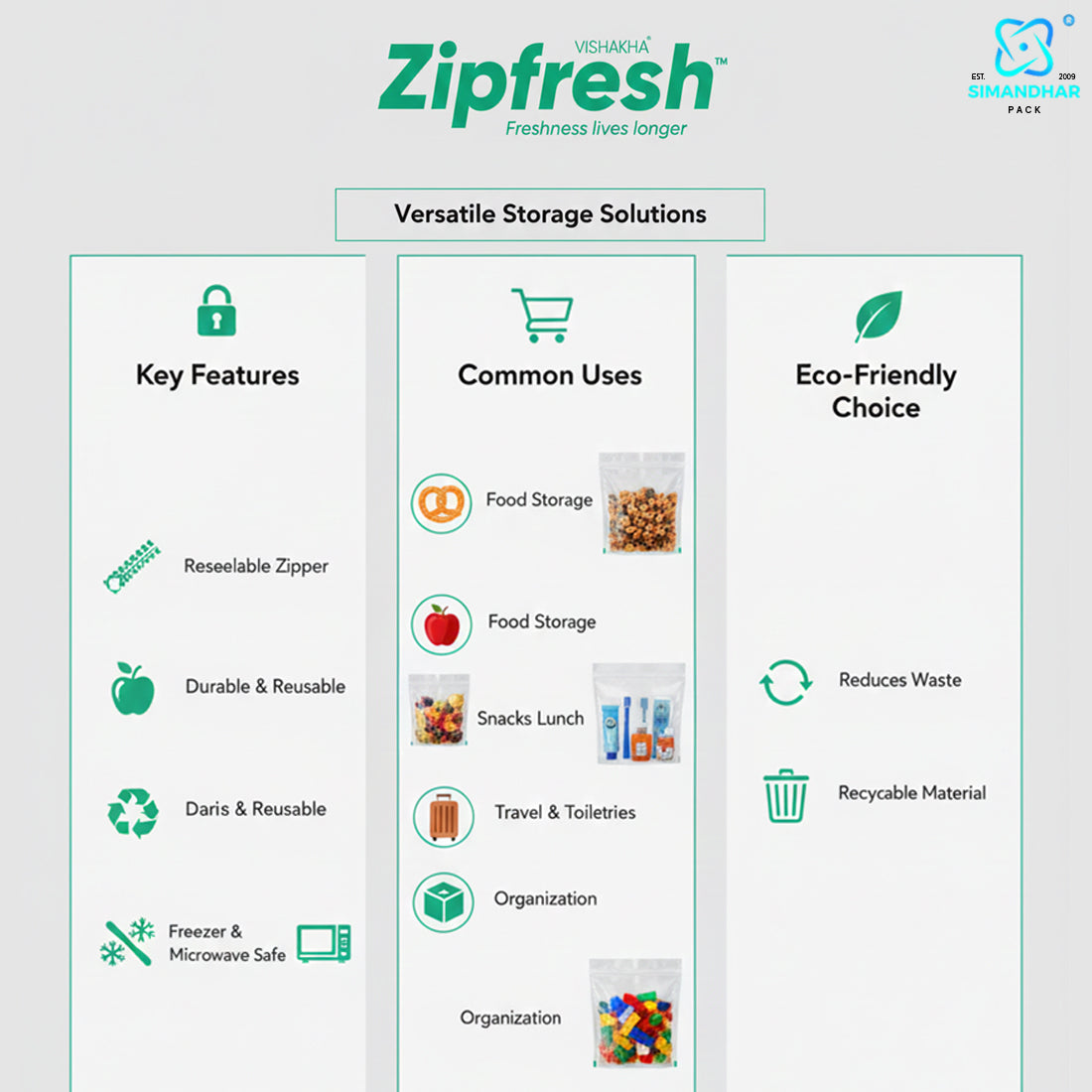 Multi-Use Reusable Ziplock Bags for Kitchen & Travel Storage