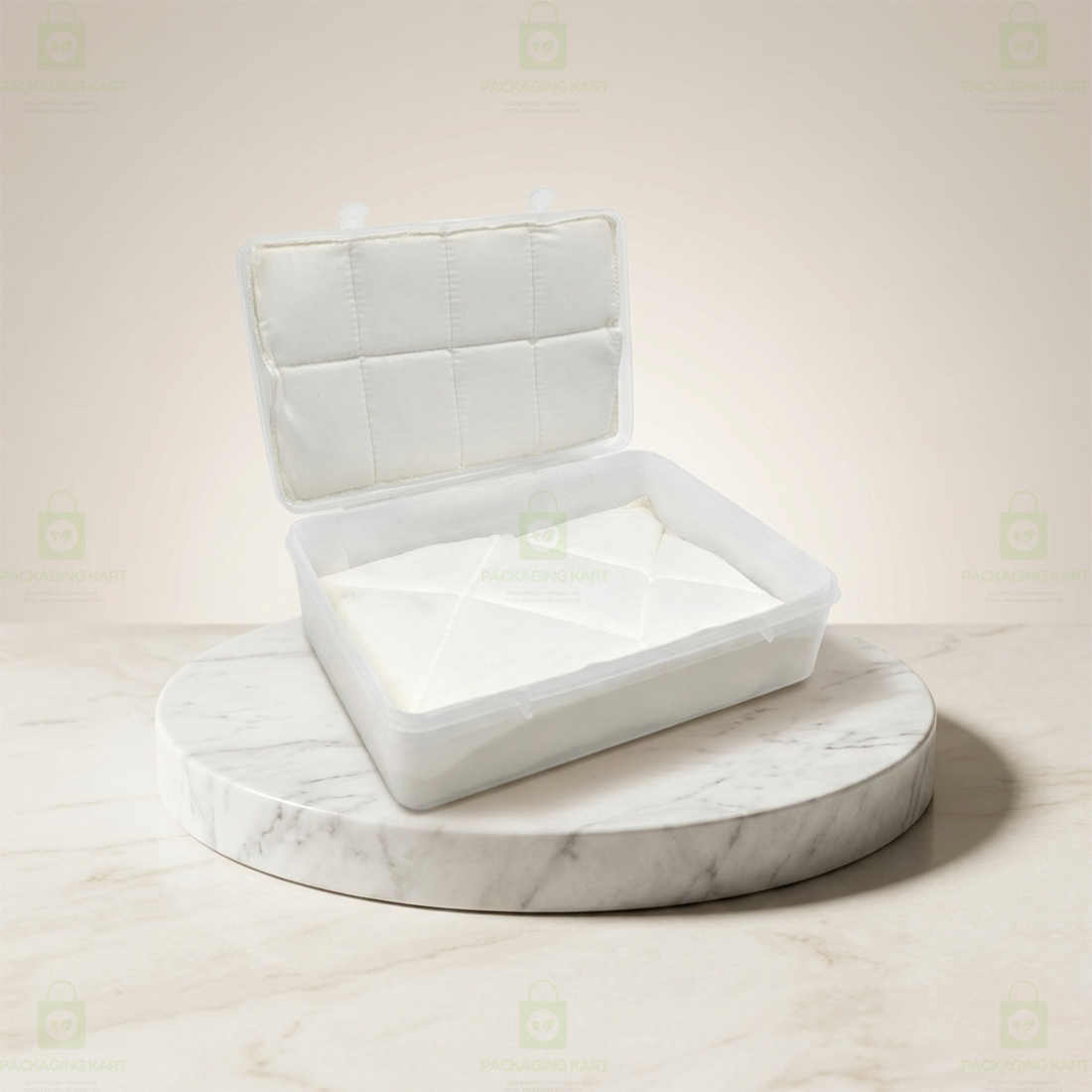 Transparent Plastic Jewellery Storage Box with Soft White Cushion Cotton Padding for Protection