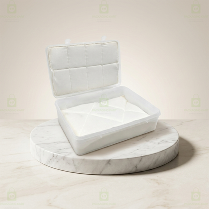 Transparent Plastic Jewellery Storage Box with Soft White Cushion Cotton Padding for Protection