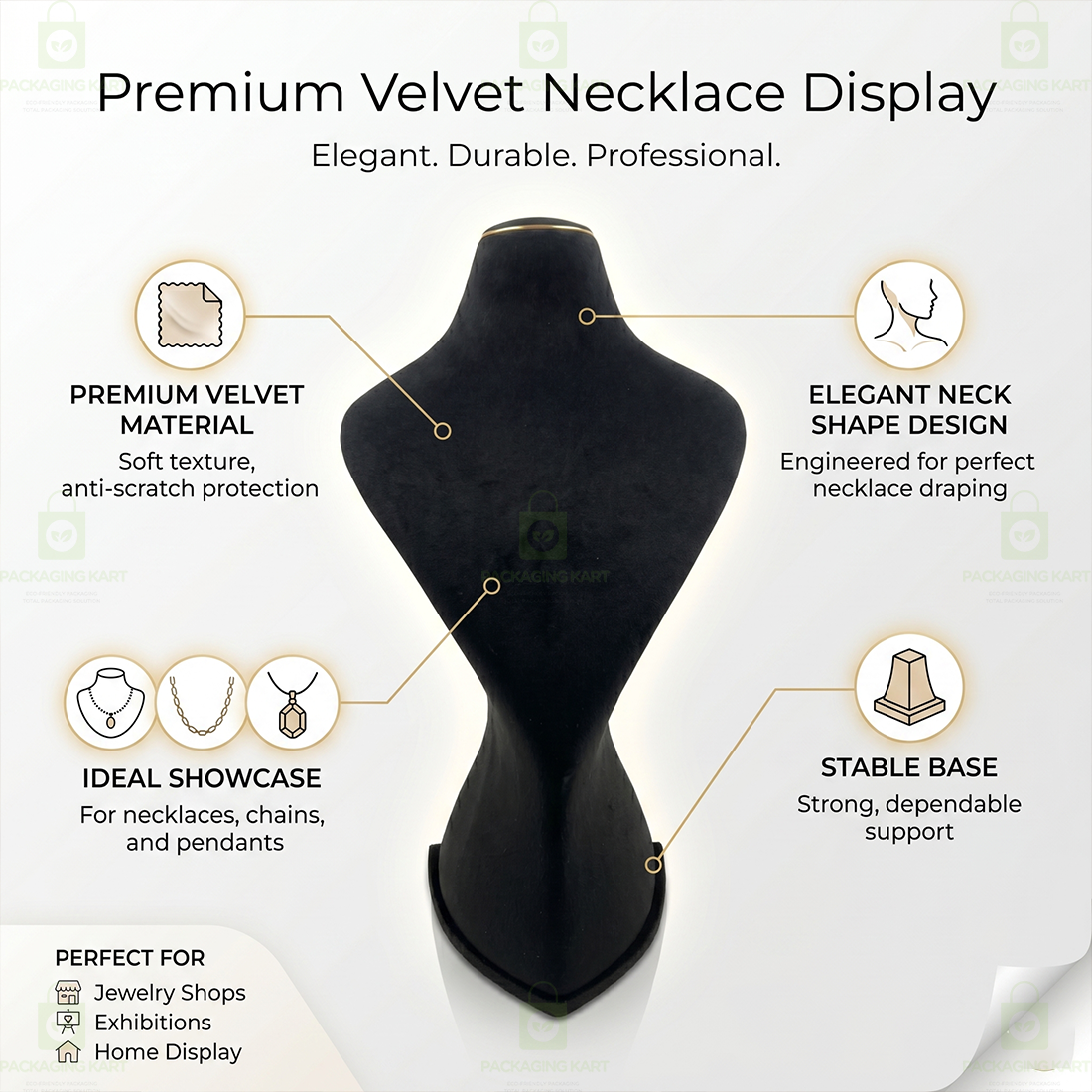 Premium Quality Leather Velvet Necklace Statue for Jewellery Display | Elegant Necklace Stand Holder