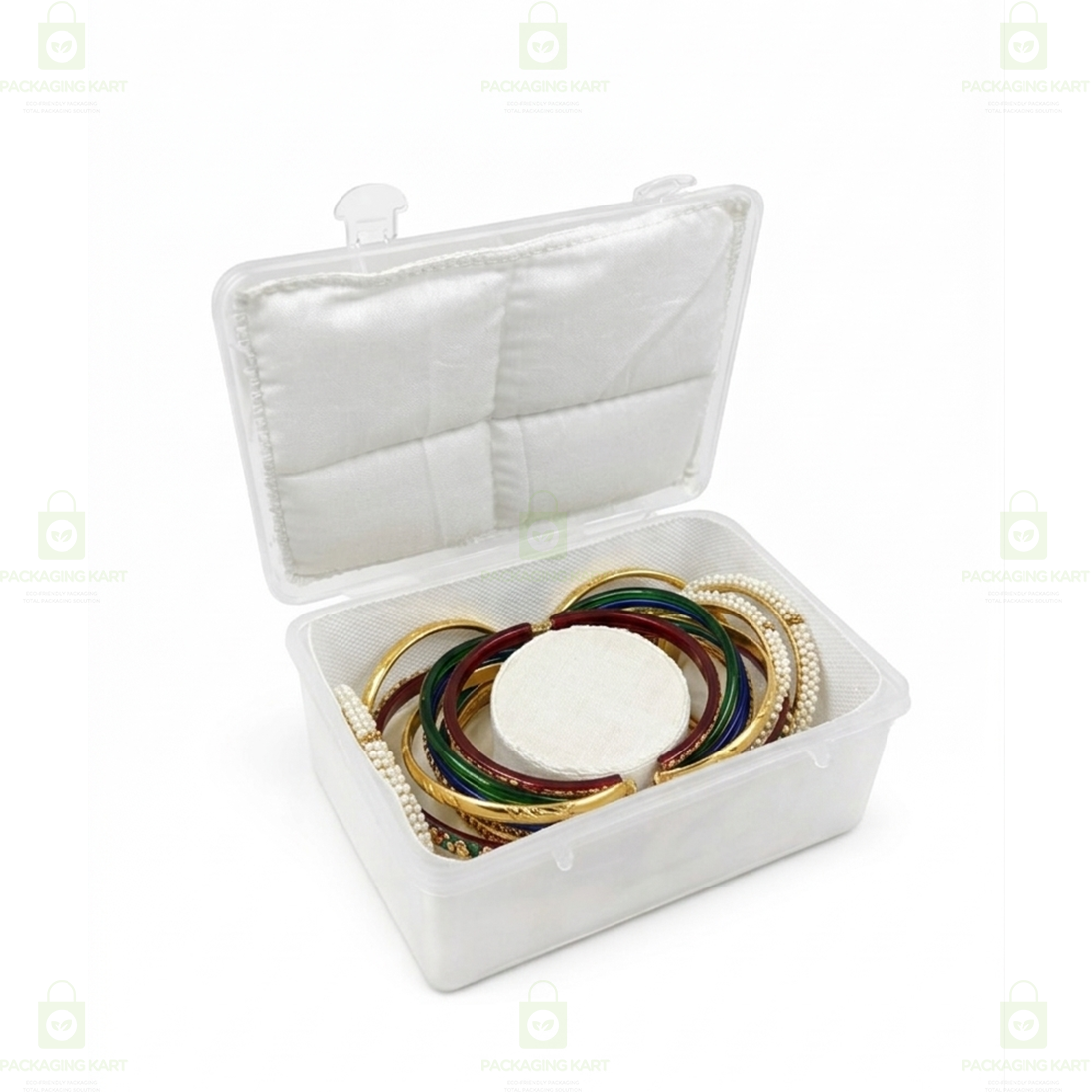 Durable Jewellery Plastic Storage Box with Soft White Cushion Cotton Lining for Protection