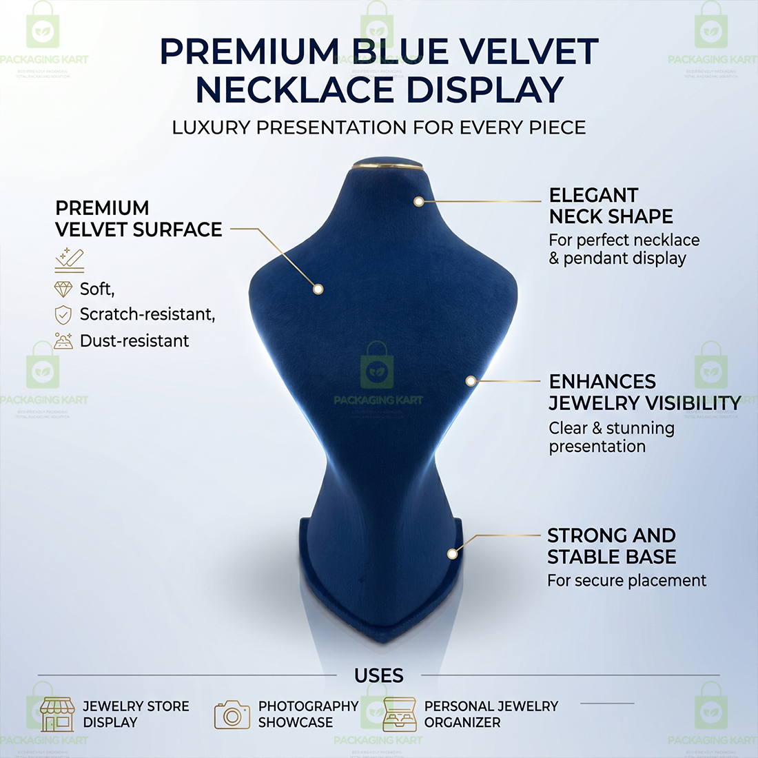 Premium Quality Leather Velvet Necklace Statue for Jewellery Display | Elegant Necklace Stand Holder
