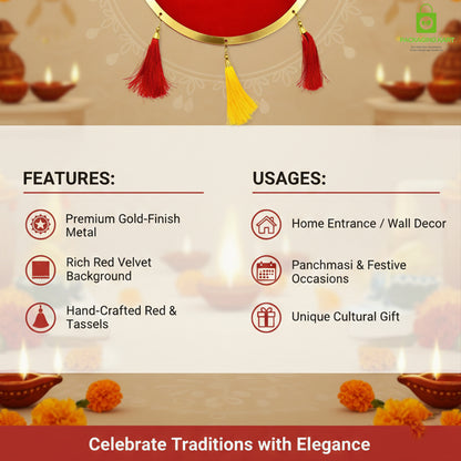 Panchmasi Gold Plated Home Décor Board – Traditional Indian Wall Decoration