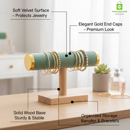 Wooden Velvet Bangles Display Stand – Single Roll Jewellery Organizer