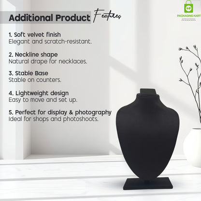 Black Velvet Jewellery Display Bust – Necklace & Pendant Stand