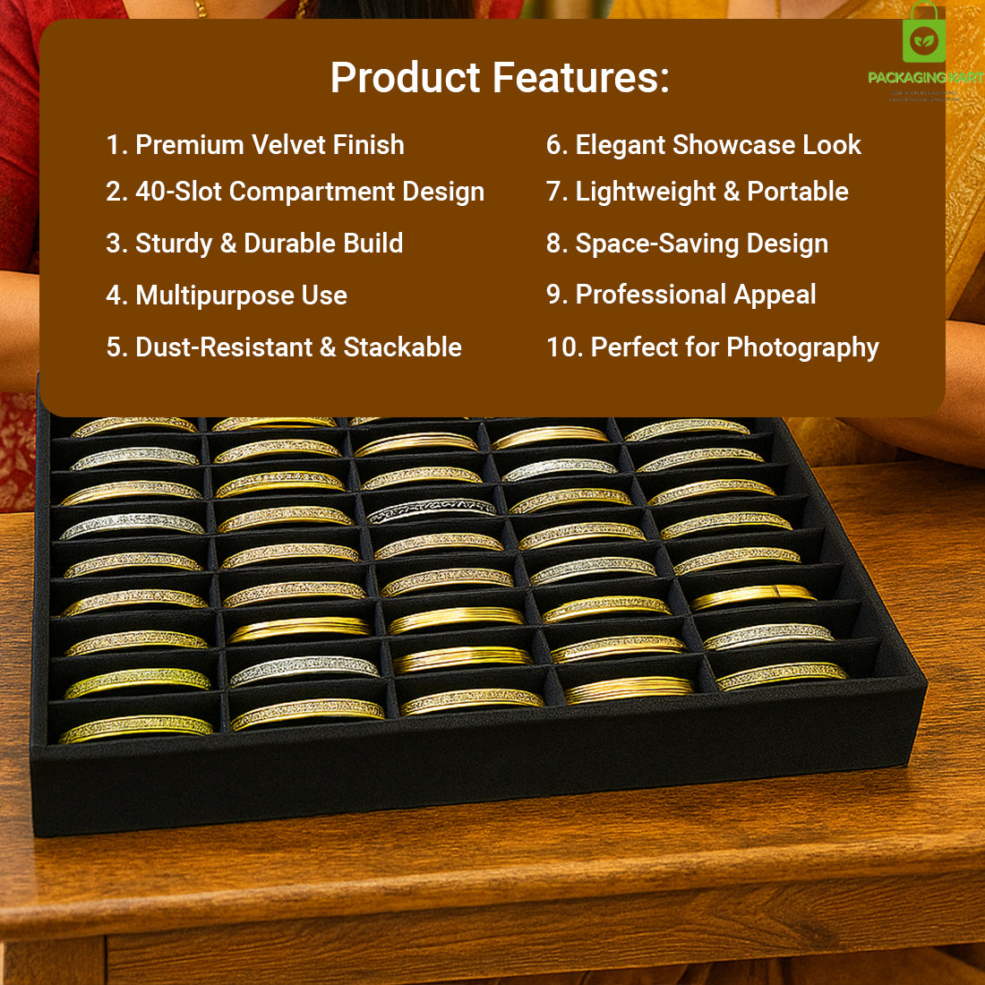 Premium Black Velvet Jewelry Tray,Bracelet Watch Jewelry Display Tray,Showcase Jewelry Organizer