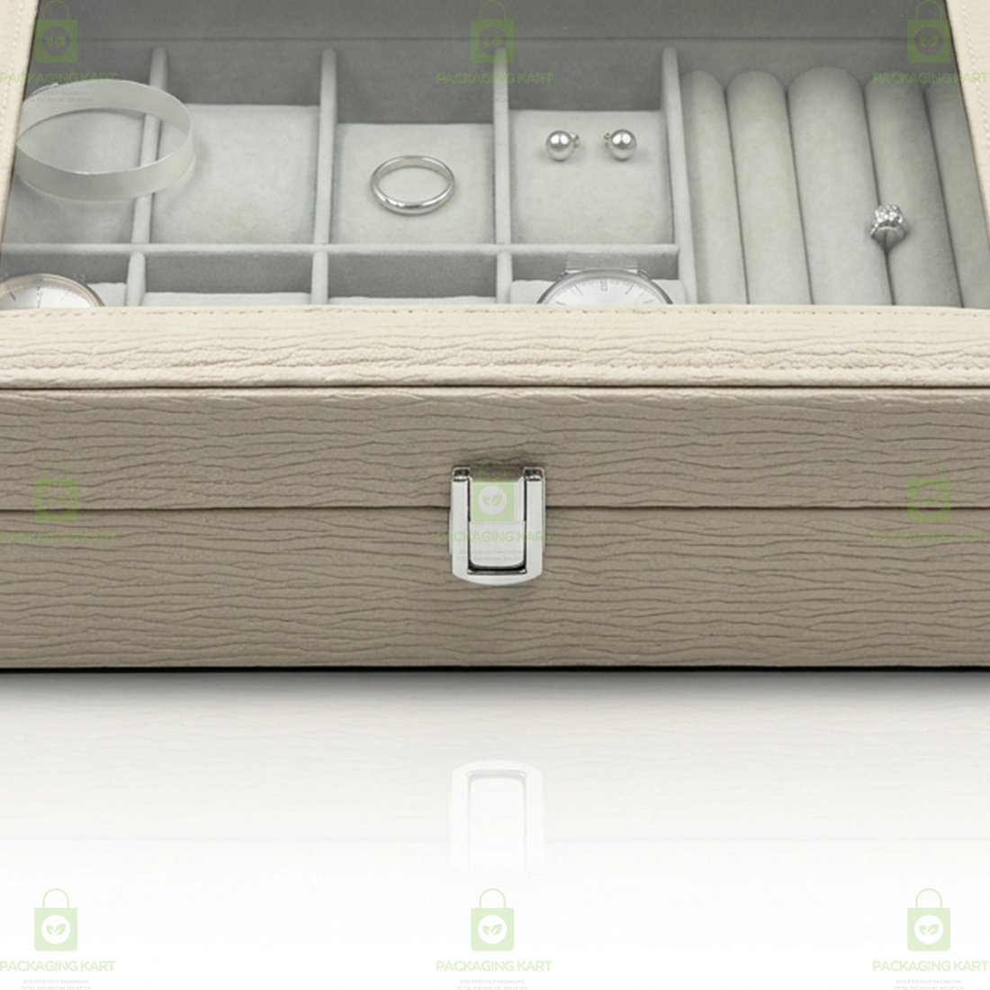 Premium Velvet Watch Storage Box with 8 Compartments & Jewellery Organizer