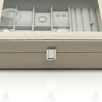 Premium Velvet Watch Storage Box with 8 Compartments & Jewellery Organizer