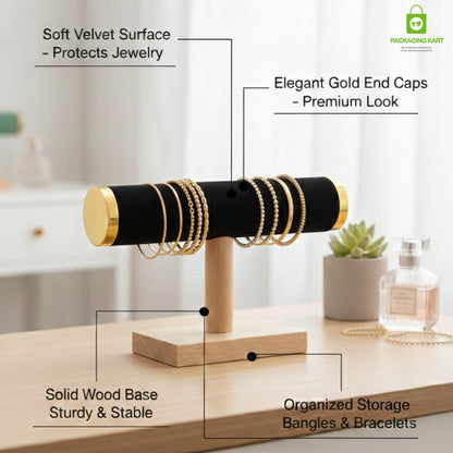 Wooden Velvet Bangles Display Stand – Single Roll Jewellery Organizer