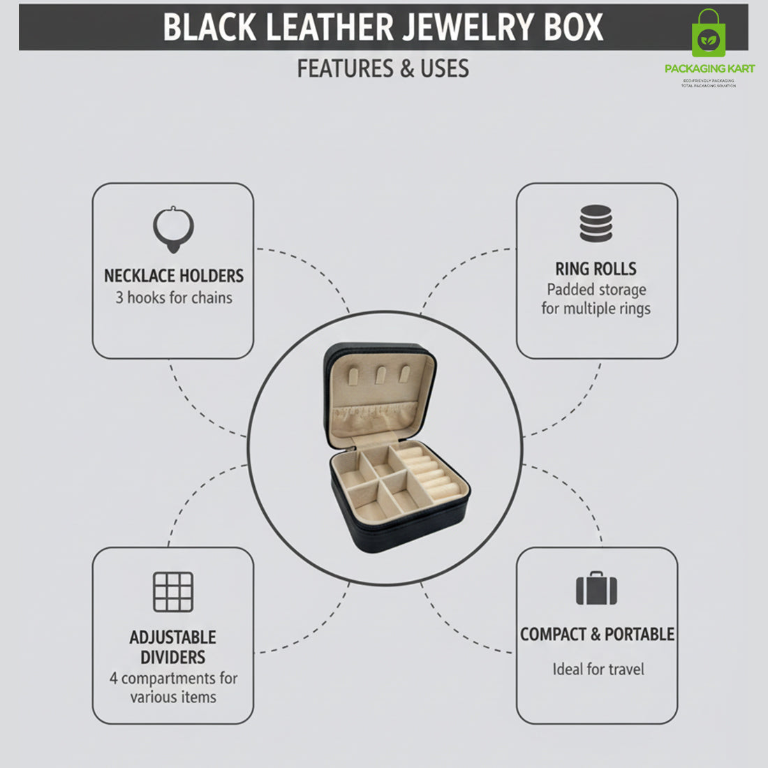 Jewellery Organizer Case for Rings, Earrings, Necklaces & Bracelets