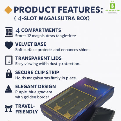 Mangalsutra Jewellery Plastic Box – Blue Velvet Sponge Lining for Premium Storage
