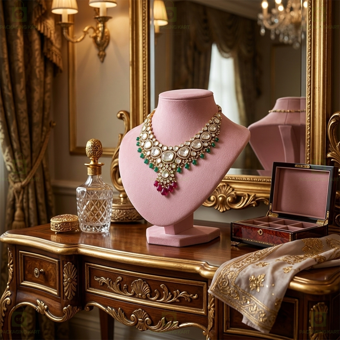 Velvet Jewellery Display Statue Stand for Necklace, Chain & Pendant | Premium Showpiece Organizer