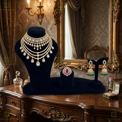 Multipurpose Velvet Leather Jewellery Combo Set | Premium Display for Ring Earrings Necklace