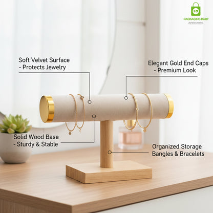 Wooden Velvet Bangles Display Stand – Single Roll Jewellery Organizer