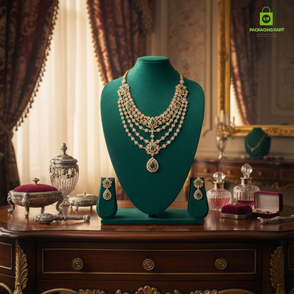 Luxury Velvet Green Jewellery Statue | Showcase Stand