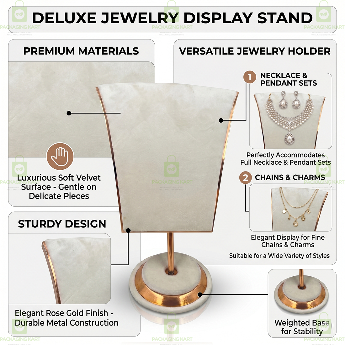 Premium Quality Velvet Jewellery Display Bust for Chains & Necklaces