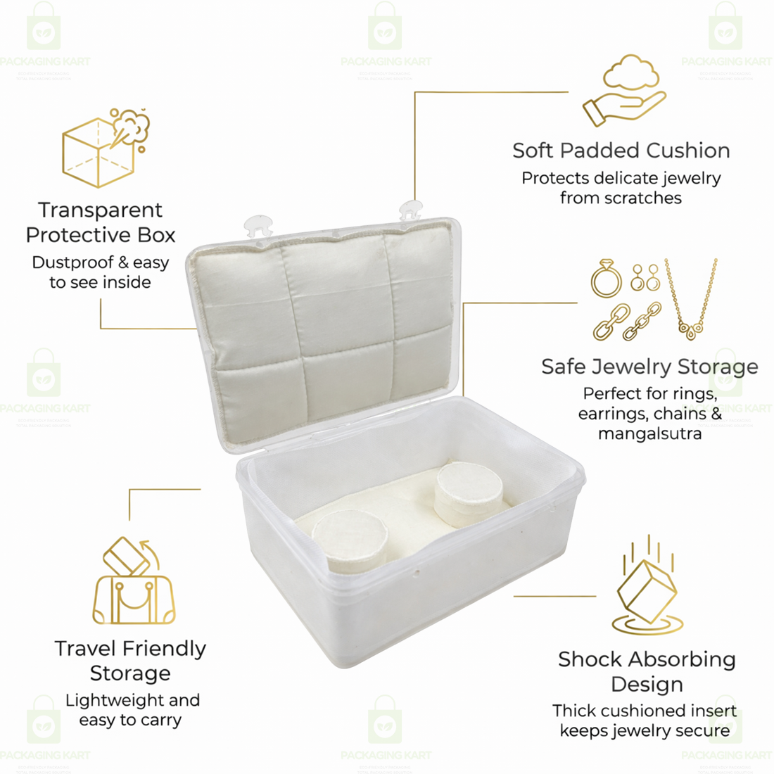 Lightweight Plastic Jewellery Organizer Box with Soft Cotton Cushion for Anti-Oxidation Protection