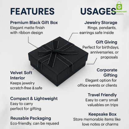 Premium Black Jewellery Organizer Box for Rings, Necklaces & Earrings