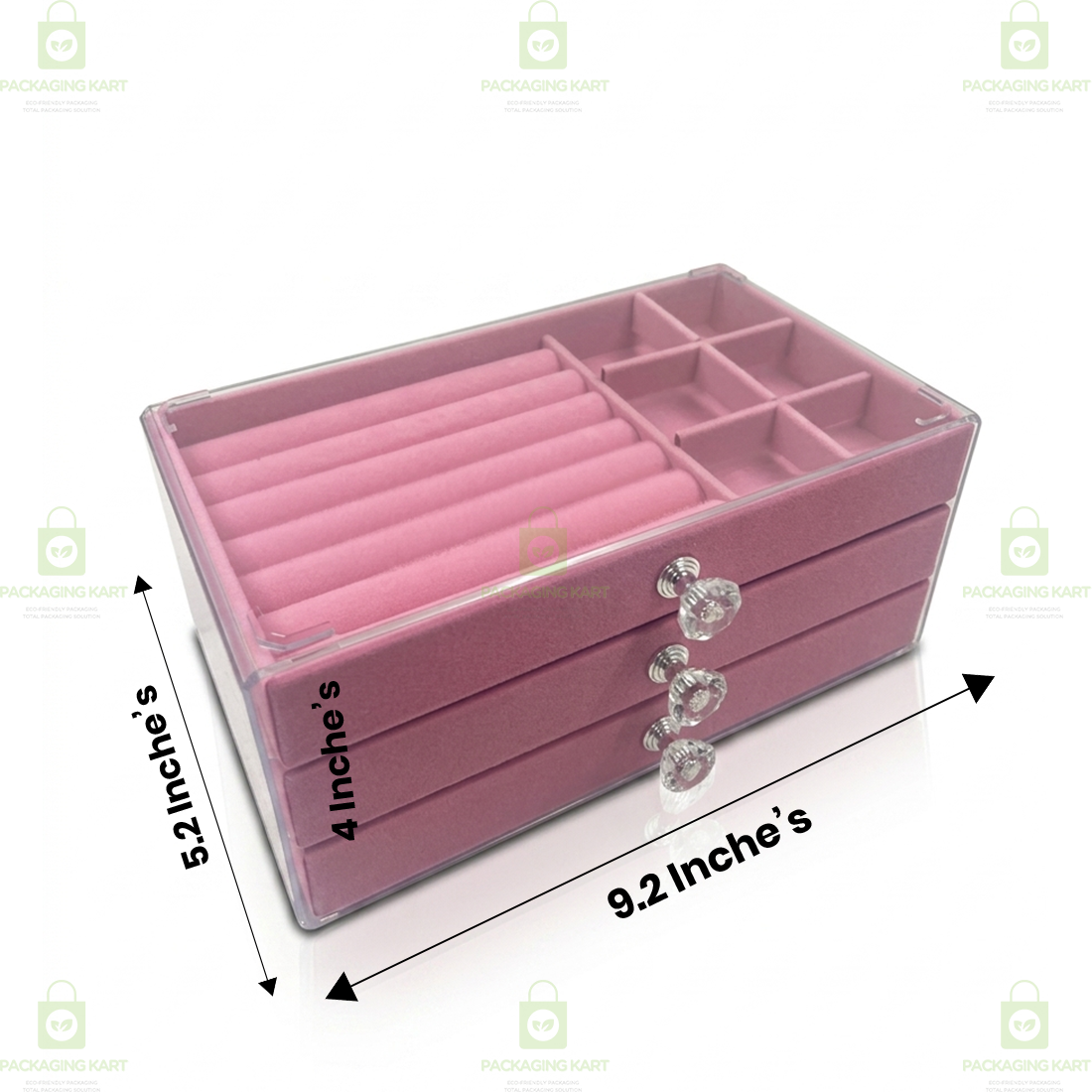 Premium 3 Tier Leather Jewellery Organizer Box with Drawer Storage for Rings, Earrings & Necklaces