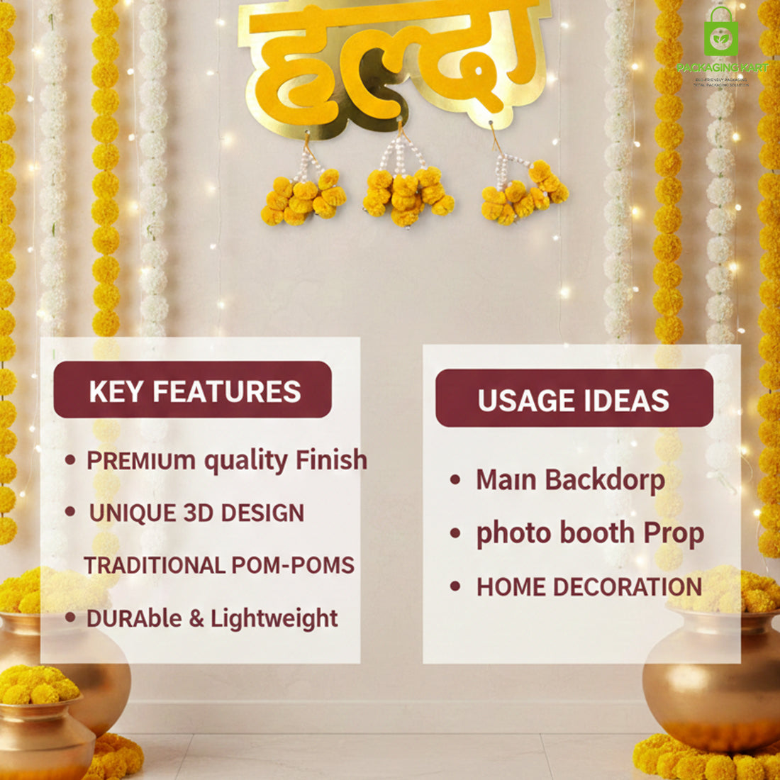 Unbreakable Haldi Mehndi Ceremony Decoration Board for Wedding/Marriage/Shaadi/Shadi Celebration for Haldi Mehandi Ceremony Decoration