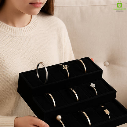 Elegant Black 3 Step Kada Bracelet – Perfect for Jewellery Tray Display