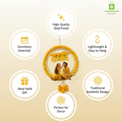 Decorative Haldi Decorations Door Board, Home Decoration Items for Wedding Ceremony Haldi, Mehndi, Subh Vivah, Shadi Wala Ghar Hanging Round Decoration