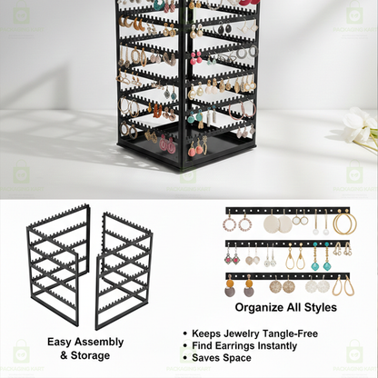 Portable Rotating Earring Stand – 360 Degree Jewelry Storage Organizer