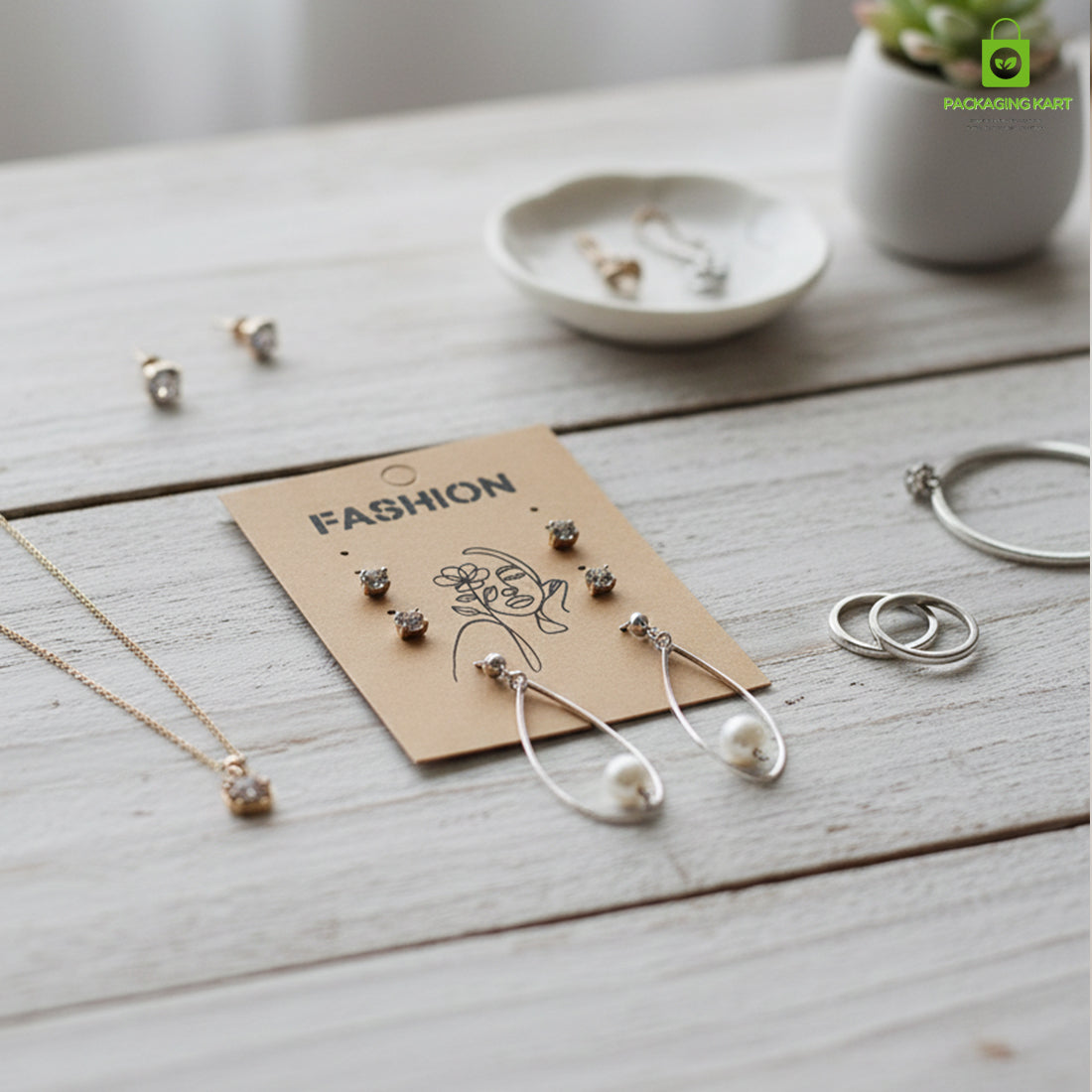 Brown Earring Jewellery Card | Premium Display Backing