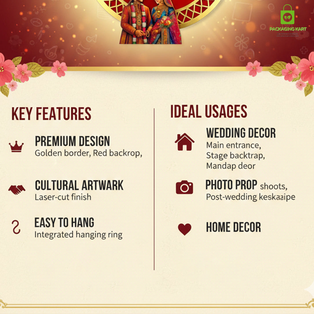 Shadiwala Ghar Gold Plated Home Décor Board – Traditional Wedding Decoration