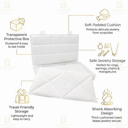 Protective Jewellery Plastic Box with White Cushion Cotton Padding for Safe Jewellery Storage