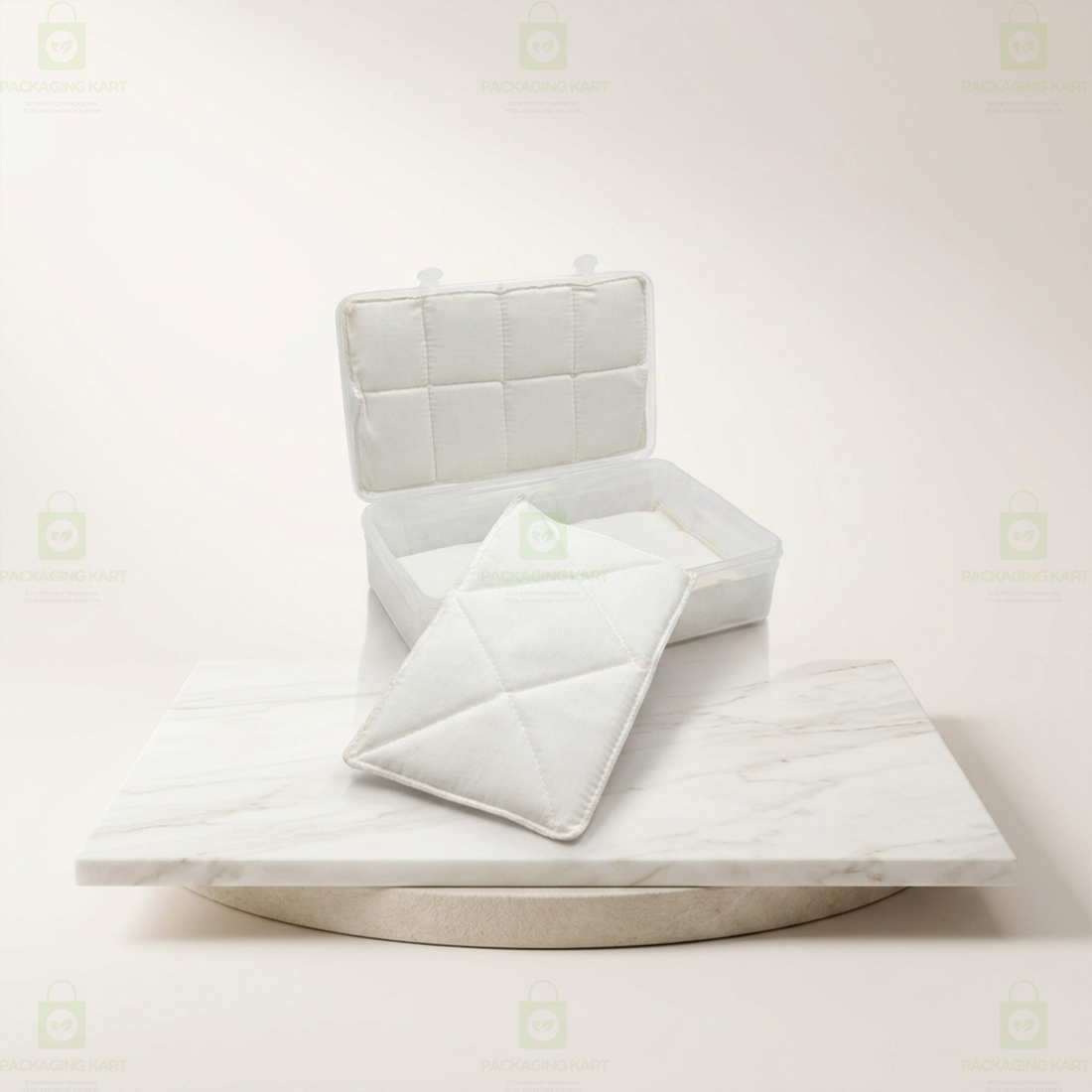 Transparent Plastic Jewellery Storage Box with Soft White Cushion Cotton Padding for Protection