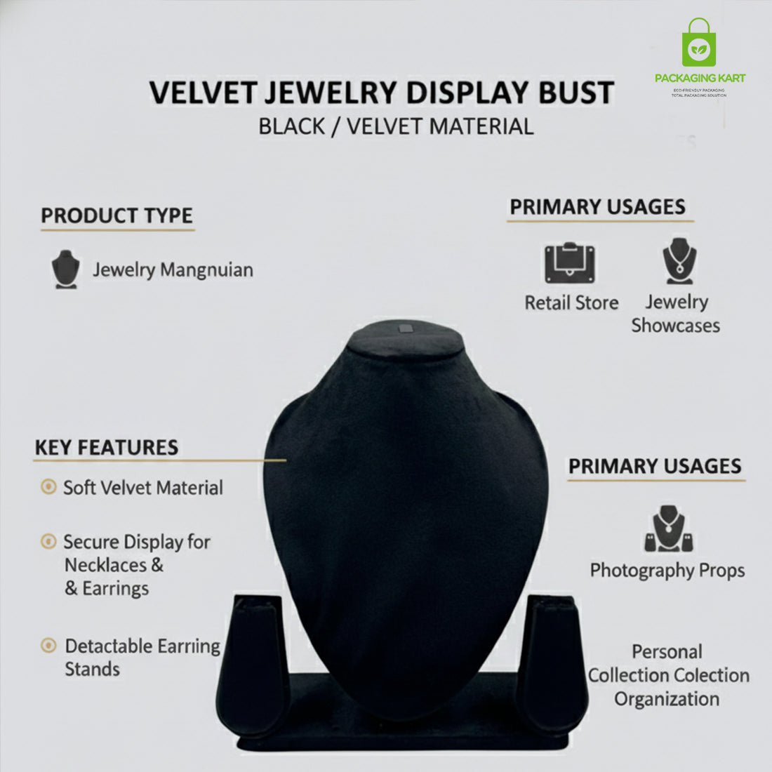 Velvet Jewellery Statue for Shops | Elegant Display Accessory