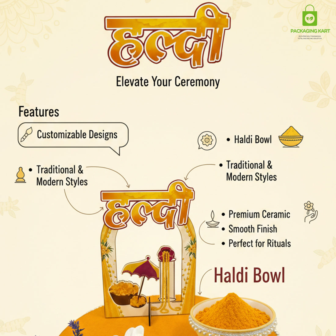 Haldi Decorations Door Board, Home Decoration Items for Wedding Ceremony Haldi, Mehndi, Subh Vivah, Shadi Wala Ghar Hanging Round Decoration (Yellow, Gold Embellishments)
