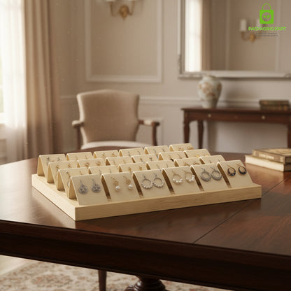 Stylish Cream Jewellery Tray for Earrings Showcase
