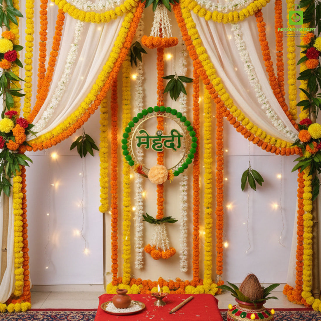Door Board For Home Decorations - Wedding Decorations | Theme Door For Party Celebration-Mehndi, Sangeet, Photo Booth & Entrance Decor-MDF Backdrop Prop for Mehndi (Green)